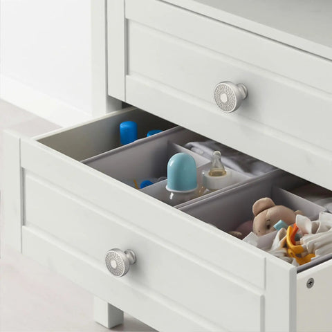 10 Pack Brushed Satin Nickel Cabinet Knobs and Nickel Cabinet Pulls Zinc Hardware for Kitchen Cabinets and Dresser Drawers No Fuss Easy Install Durable Finish for Cabinets Vanities and Drawer Fronts on white drawer