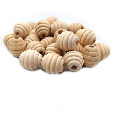Unfinished Natural Wood Honeycomb Beads Set Dope 30 Pieces Each 22mm By 20mm DIY Jewelry Spacers, eco-friendly craft supplies