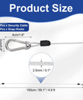 Heavy Duty PVC Coated Security Steel Cable With Snap Hooks 4.9 Ft Double Loop Wire Rope Lock For Outdoor Travel Luggage Bike Safety And Gear Clear Finish showing size and details.