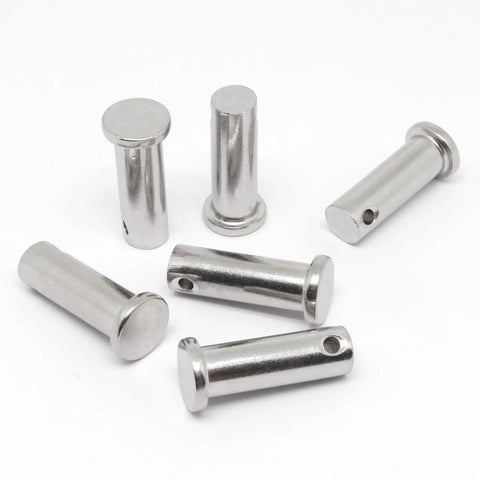 304 Stainless Steel Single Hole Clevis Pins Flat Head Beefy Heavy Duty M12x35mm scattered on white background