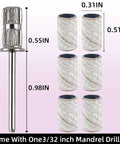 100 Pcs 240 Grit White Sanding Bands For Nail Drill Bit 0.31 In Diameter with upgrade mandrel bits and dimensions