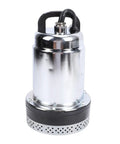 Heavy Duty Workhorse Drainage Sump Pump With Solid Stainless Steel Body And No Sweat Operation For Agricultural Garden Basement And Farm Flooding Featuring Rock Solid 26 Foot Lift And Smooth 180 Watt Kick, showcasing stainless steel body and design.