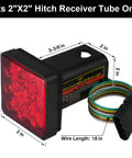 Red Lens Trailer Hitch Cover With 12 LED Brake Light For 2 Inch Receiver Keeps It Lit With Rear Fog Light Function 12V System Ready