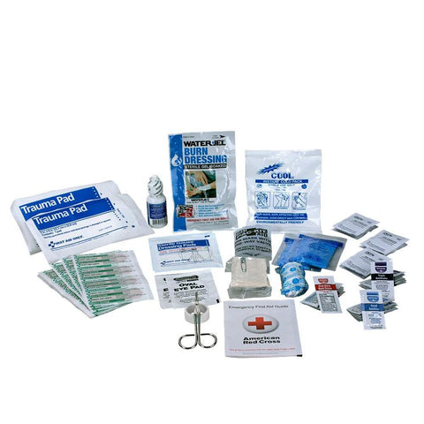 Amazon 89-piece emergency first aid refill kit for business with trauma pads, dressings, gauze, scissors