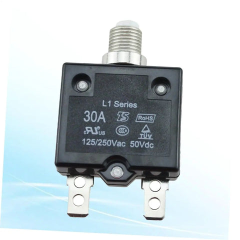 Automotive Circuit Breaker 50V 15A Overload Protector For Cars Boats And RVs Resettable Fuse With Three Eighths Inch Mounting Hole Heavy Duty