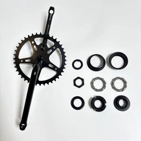 Ride Ready One Piece Bicycle Crank Set With 40T Sprocket, 152mm Arm, Fits Most 26 Inch Bikes, Half Inch Pedals, Black