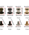 Top Shelf Chicago Screws And Leather Rivets For Badass Diy Projects 60 Piece Set 8Mm Multi Color Pack gold silver bronze black round head fasteners