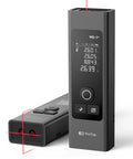 ProTap 2-in-1 Laser Measure & Line Laser 393 FT - Distance Meter displaying measurements on a black LCD screen.