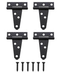 4Pcs 2 Inch Black T Shaped Iron Door Hinges With 6 Locating Screw Holes For Outdoor Use Galvanised Finish Suitable For Barn Gates Shutters Fences Rustproof Durable Easy To Install With Weather Resistant Construction