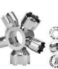 Heavy Duty 10 In 1 Faucet Aerator Tool for DIY Plumbing Pros, universal metal removal kit showing various heads, silver color.