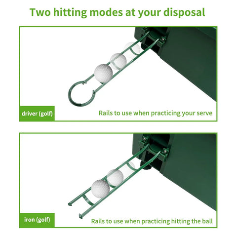 Automatic Golf Tee Machine For Indoor Simulators And Driving Ranges No Fuss Ball Dispensing Keeps You Practicing Quick Ball Delivery with dual rails for drivers and irons.