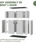 Exploded view of 61 Cu Ft Outdoor Storage Shed With 56 Inch Wide Design, Waterproof Resin Cabinet With Floor, easy assembly diagram