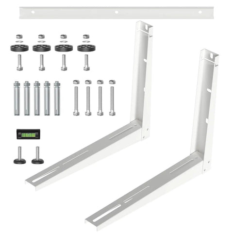 Heavy Duty Mini Split Wall Mounting Bracket For Outdoor Ac Condensers 9K To 36K Btu Support Rack parts including brackets and hardware.