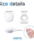 White Plastic Screw Covers For M4 Screws 100 Pack Dome Caps with size details showing dimensions and shapes of caps and gaskets.