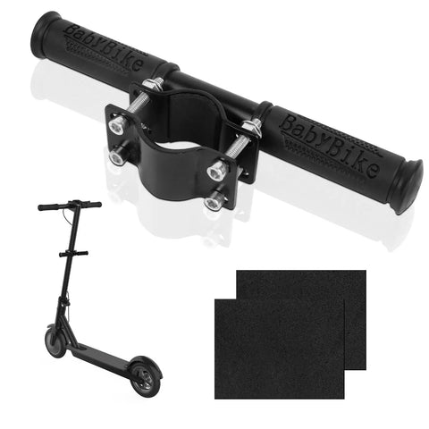 Kiddo Height Adjustable Electric Scooter Handlebar Grip Bar with mount, shown with scooter and grip tape pads.
