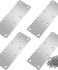 Four Pack Badass Stainless Steel Flat Mending Plates For Wood Diy Fixes And Shelf Building Hella Sturdy Straight Connectors Rust Proof Hardware With Installation Screws