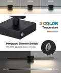 Cordless Black Rechargeable Wall Sconce With Remote 8000Mah Battery Operated Plug Free Lamp showing integrated dimmer and three color temperatures.