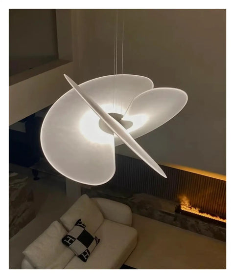 Silk Pendant Light for Living Room Restaurant Shop, D60cm, elegant off-white design, hanging above a white sofa.