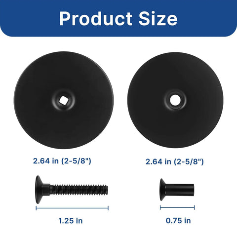 Upgrade Your Entryway With This Top Notch Stainless Steel Door Hole Cover Plate Designed To Seal Unused Deadbolt Gaps And Keep Your Home Hella Secure Without Compromising Style; product size with two black plates and screws.