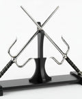 Dope Dual Blade Display Stand For Sai And Kama Katana Tanto Rapiers Black Wooden Vertical Holder With Sai