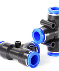 Blue 3/8 Inch OD Tee Push In Connect Fittings 3 Way Plastic Tubing Connectors Pack Of 10 For Air And Water Lines 145 Psi Working Pressure
