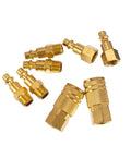Milosline brass air hose connectors set with 1/4 in fittings, 8-piece quick-connect air compressor adapters