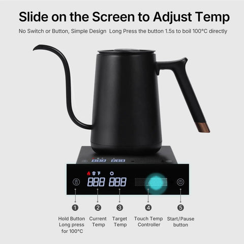 Fish Smart Electric Coffee Kettle 600ML Gooseneck Pour Over Kettle For Coffee And Tea With Variable Temperature Control Fast Boil