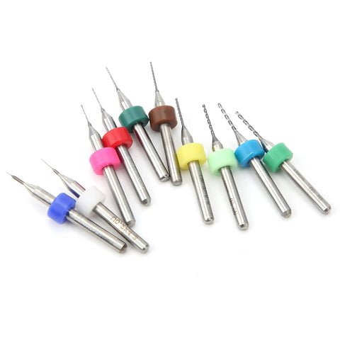 PCB Drill Bit Set For Circuit Boards, Pro Grade Tungsten Steel Micro Twist Bits Kit, 10 Pcs, size 0.1mm-1.0mm, colorful rings