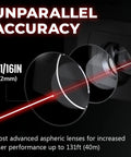 Unbreakable Laser Measuring Tool With 131 Ft Range, Switchable Ft In M Units, Dual Bubble Levels, Class 2 Laser, Ultra Accurate To One Sixteenth Inch, Premium Aspheric Lenses, Built For Pros And Serious DIYers aspheric lens diagram, 131 ft range