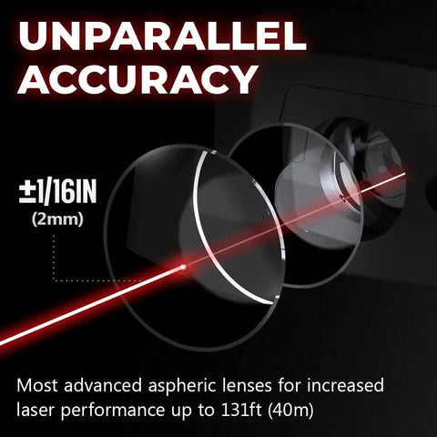 Unbreakable Laser Measuring Tool With 131 Ft Range, Switchable Ft In M Units, Dual Bubble Levels, Class 2 Laser, Ultra Accurate To One Sixteenth Inch, Premium Aspheric Lenses, Built For Pros And Serious DIYers aspheric lens diagram, 131 ft range