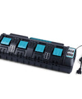 Beast 4 Port Fast Charger for 14.4V and 18V LXT Li Ion Batteries with Dual USB Ports, Replacement for DC18RC DC18RD