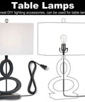 Black Lamp Wiring Kit For DIY Repairs 12 Ft Lamp Cord Replacement with modern base and bulb outline for table lamps.