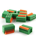 16 Position Spring Terminal Blocks PCB Connectors Kit 2x8 Pins 2.54mm Pitch Screwless 150V 2A, green and orange connectors