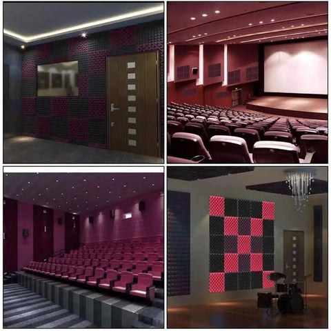 Built Legit Egg Crate Acoustic Foam Panels 9 Piece Set in soundproofed home theater walls and performance spaces.