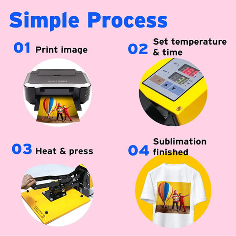 Simple sublimation process using High Quality Sublimation Paper Set 100 Sheets 8.5 x 11 Inches 125 GSM with Epson printers and ink