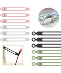 Silicone Cable Ties Reusable Cord Management Organizer For Home Office And Tech Cables Multipurpose Elastic Tie in black, white, pink, green
