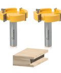 Top Tier Cnc Router Bit For Slab Flattening And Heavy Lumber Surfacing, Half Inch Shank Two Inch Diameter with two carbide router bits.