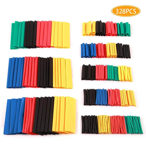 Assorted colors and sizes of Do It Yourself Friendly 328 Piece 2 To 1 Heat Shrink Tubing Kit With 8 Sizes And 5 Colors for wiring projects
