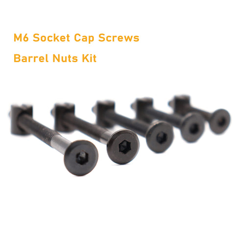 Crib Screws Kit M6 1.0 Black Hex Socket Cap Bolts 40mm 50mm 60mm angle view with Barrel Nuts for Bed Frame use