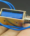 5N 12V DC Push Pull Open Frame Solenoid Electromagnet With Built In Mounting Board Miniature Spring Loaded Actuator For ATM Machines Vending Heavy Duty Industrial Use, close-up