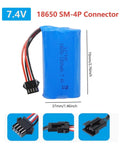 2 Pack 7.4V 1200mAh Li-ion Battery Pack For RC Drones And Remote Control Cars With SM-4P Plug And Charger Cable