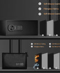 Cross-section of Heavy Duty Fire Resistant Safe Box With Fireproof Waterproof Bag And Sensor Light, layered materials displayed