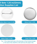 Total Game Changer 200 Piece 1.25 Inch Button Maker Supplies includes 200 button backs, metal shells, blank paper, and clear film.