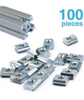Heavy Duty Galvanized T Slide Nuts For Aluminum Extrusion Profiles Fits 20 Series Sliding Fastener With M3 M4 M5 Threads 100 pieces