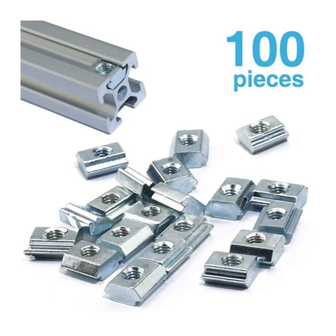 Heavy Duty Galvanized T Slide Nuts For Aluminum Extrusion Profiles Fits 20 Series Sliding Fastener With M3 M4 M5 Threads 100 pieces