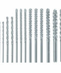 Pro Grade 14 Piece Fast Spiral Rotary Masonry Bit Set For Brick, Block And Concrete Drilling, Carbide Head, Size Variety