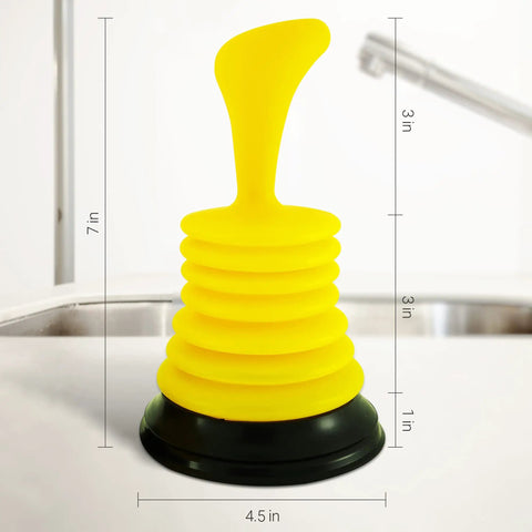 Tiny 7 Inch Sink Plunger With Ergonomic Grip No Sweat Mini Clog Remover For Kitchen And Bathroom Drains Bright Yellow