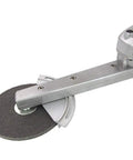 Close-up of the Top Shelf 800W Electric Angle Grinder With Beefed Up Long Arm for Fillet Weld Cleanup and Polish.