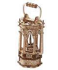 Dope Wooden Puzzle Lantern With LED Light for Adults and Teens, 145-piece vintage DIY kit, intricate wood design shown.