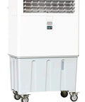 Boss Heavy Duty Portable Evaporative Swamp Cooler With Centrifugal Blower And 4700 Cfm 32 Gallon Tank, white cooler on wheels.